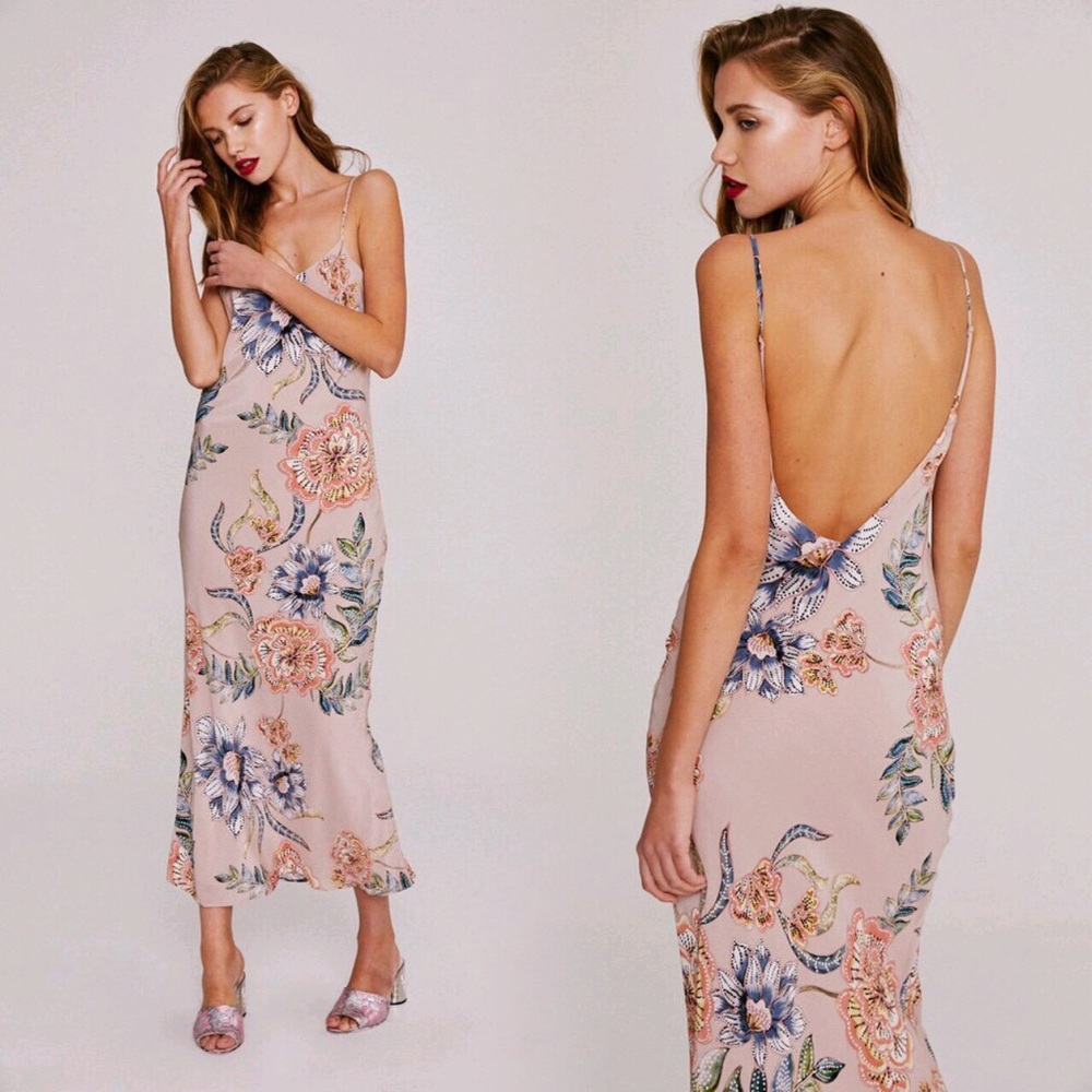 Stone Cold Fox slinky slip in magnolia print 0